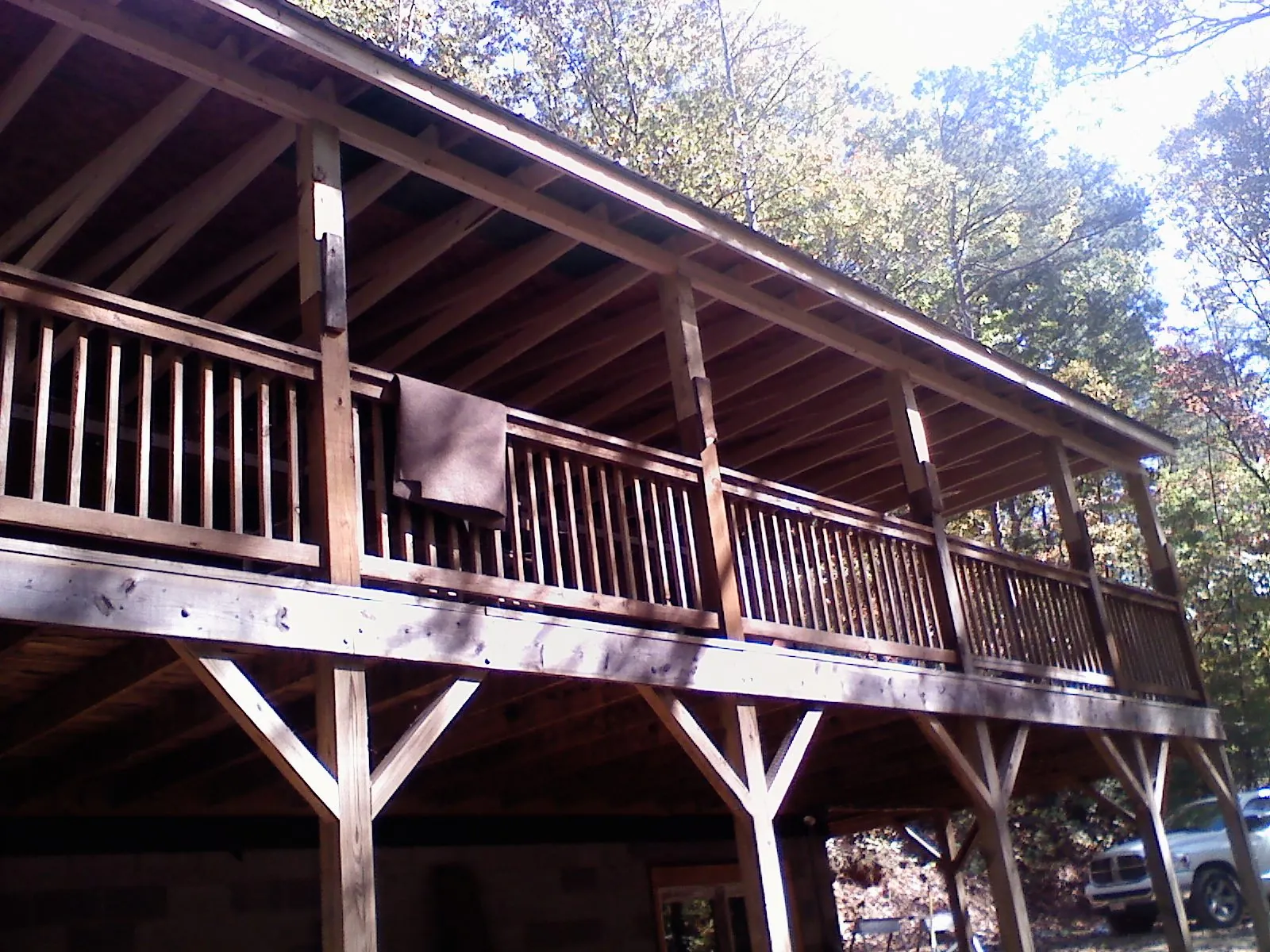 Timber framing under a new elevated porch and deck — Roof Leak Repair in Bulverde by Roofing Brothers